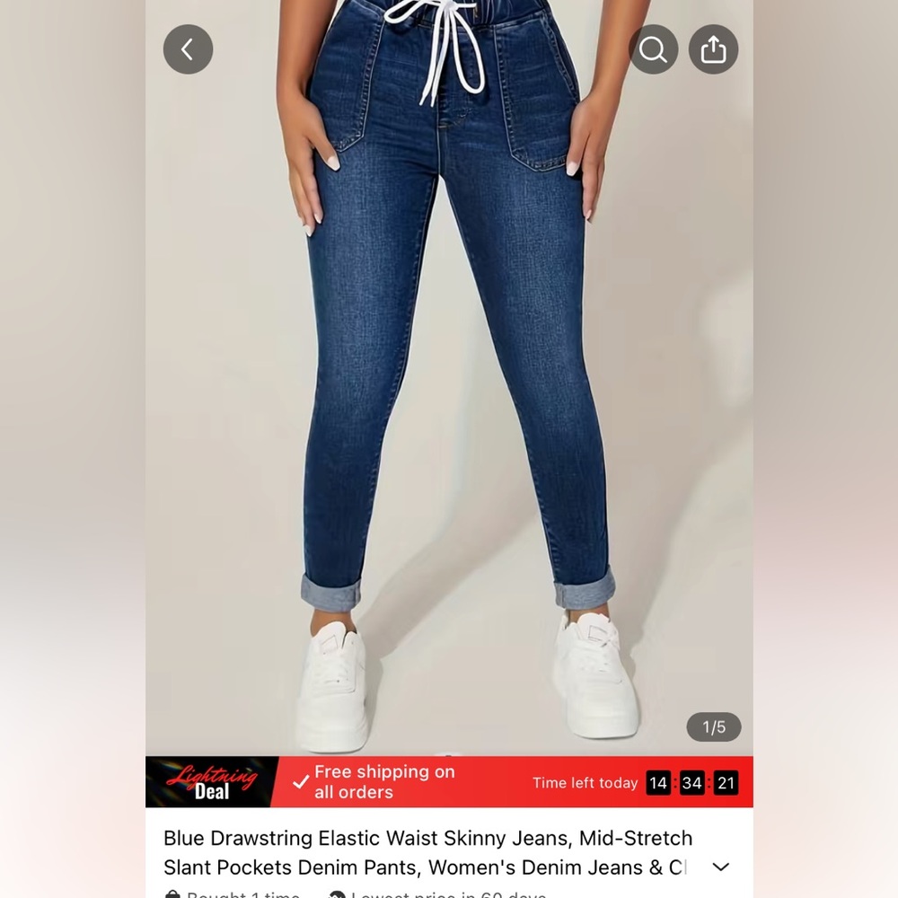 Elastic Waistband Women’s Jeans